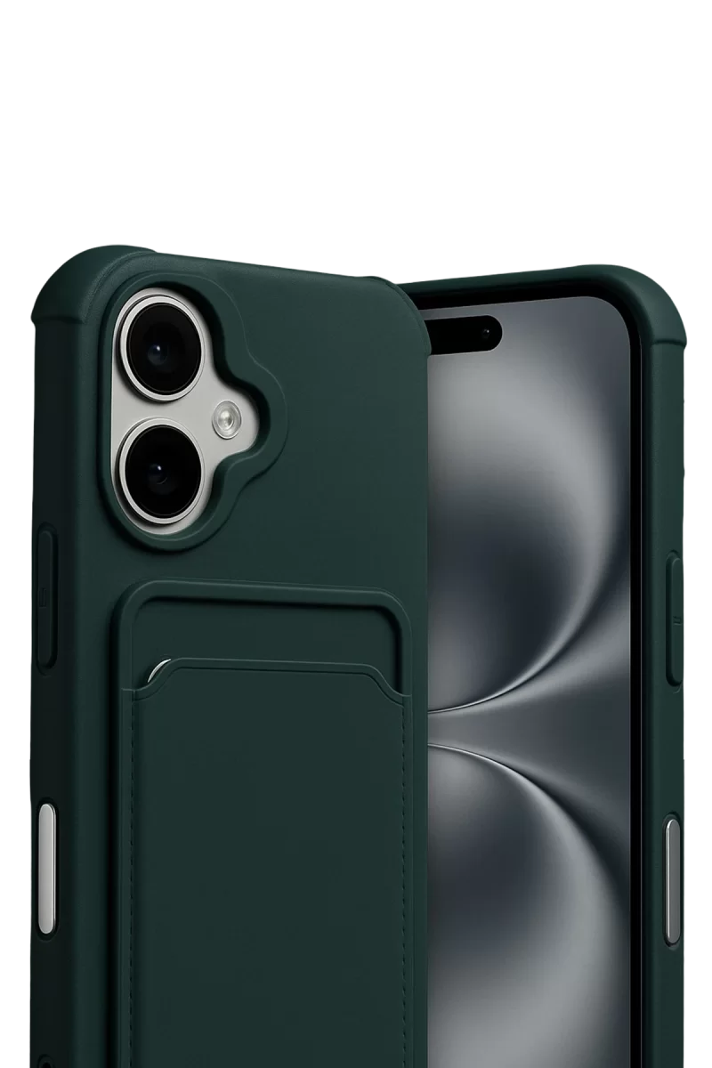 Newface Apple iPhone 17 Kelvin Kartvizitli Silikon - Koyu Yeşil
