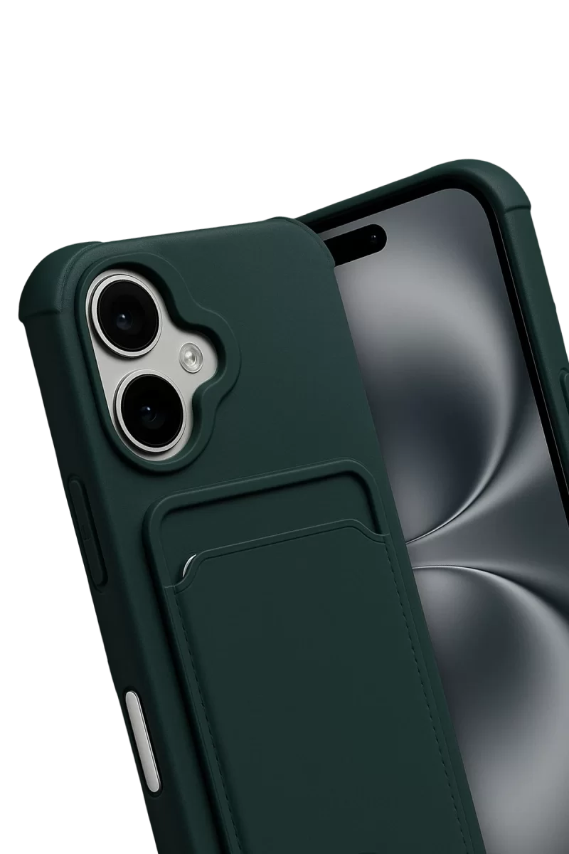Newface Apple iPhone 17 Kelvin Kartvizitli Silikon - Koyu Yeşil