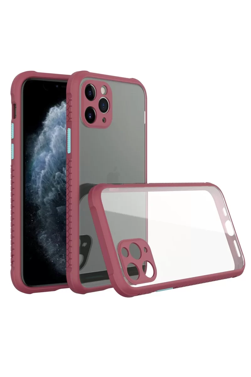 Newface Apple iPhone 11 Pro Max Kılıf Miami Şeffaf Silikon - Fuşya