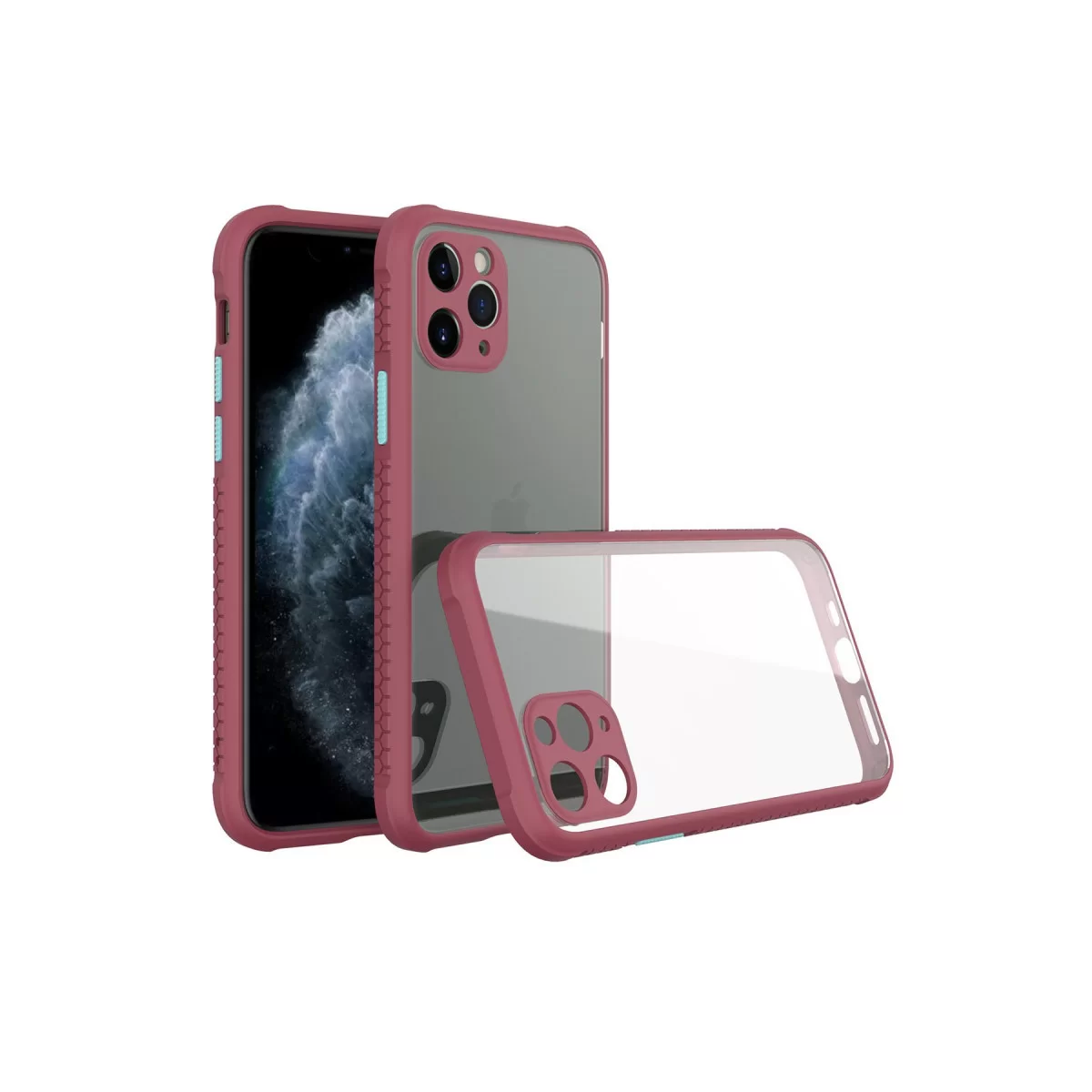 Newface Apple iPhone 11 Pro Max Kılıf Miami Şeffaf Silikon - Fuşya
