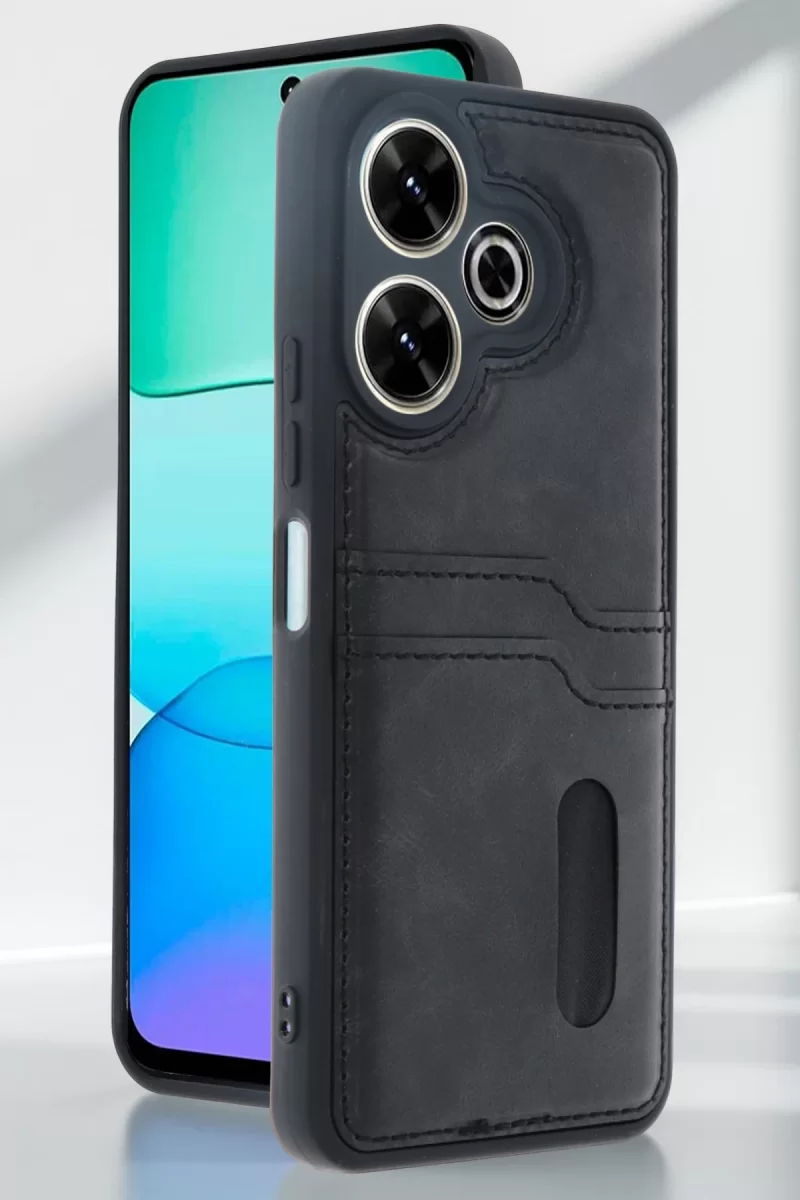 Newface Xiaomi Redmi 13 4G Kılıf Sara Kartvizitli Deri Kılıf - Taba