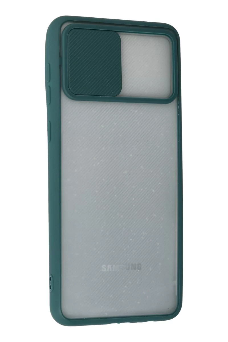 Newface Samsung Galaxy A02 Kılıf Palm Buzlu Kamera Sürgülü Silikon - Yeşil