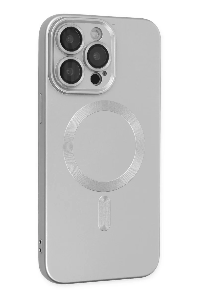 Newface Apple iPhone 14 Pro Kılıf Moshi Lens Magneticsafe Silikon - Gümüş