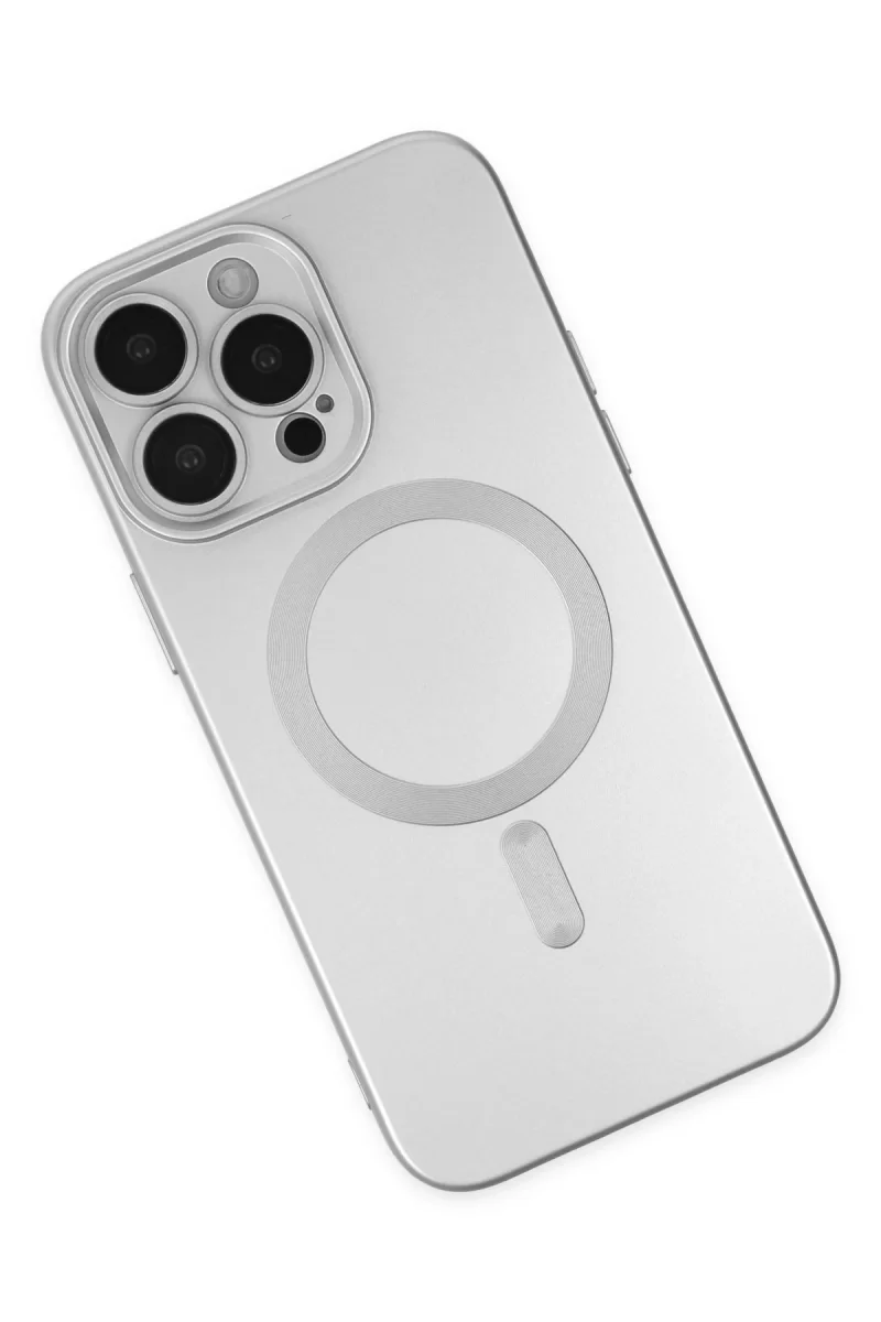 Newface Apple iPhone 14 Pro Kılıf Moshi Lens Magneticsafe Silikon - Gümüş