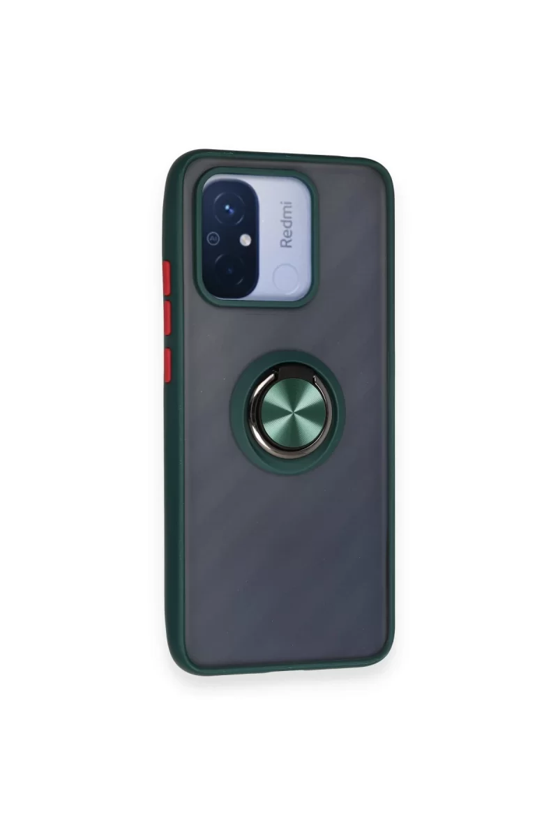 Newface Xiaomi Redmi 12C Kılıf Montreal Yüzüklü Silikon Kapak - Yeşil