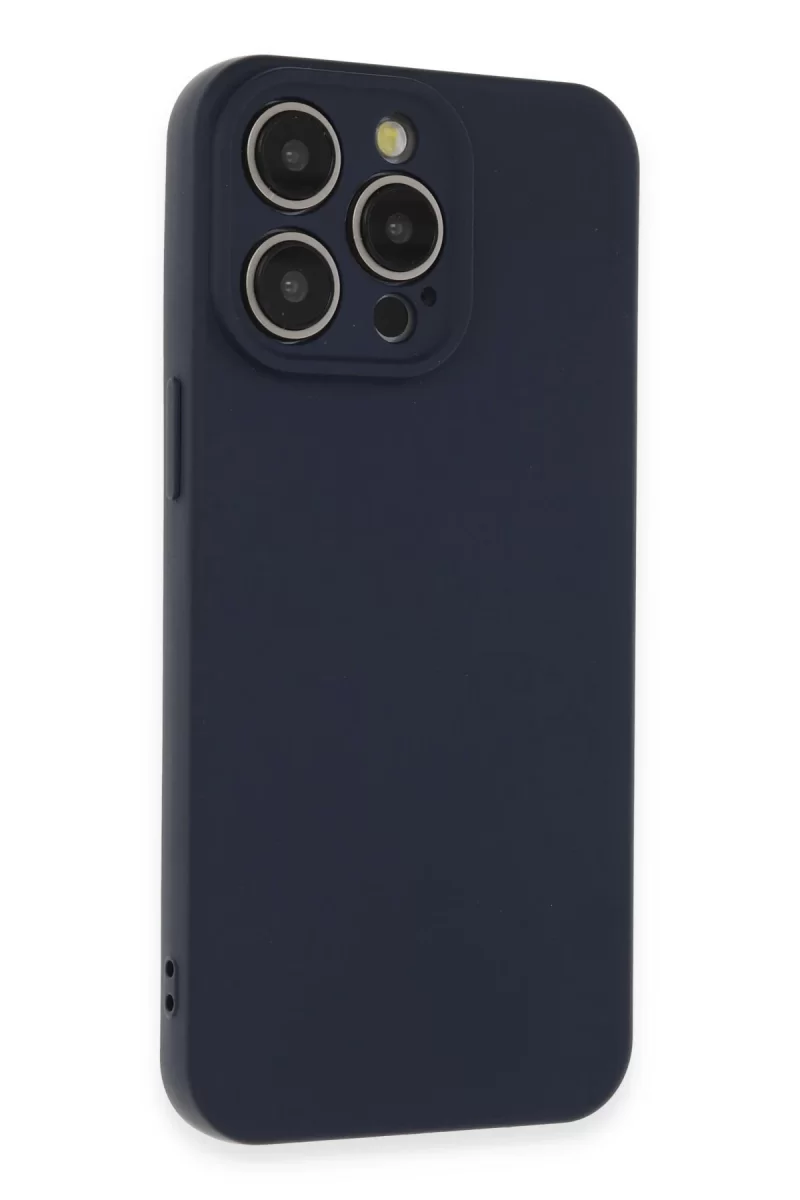 Newface Apple iPhone 15 Pro Max Kılıf Nano içi Kadife Silikon - Lacivert