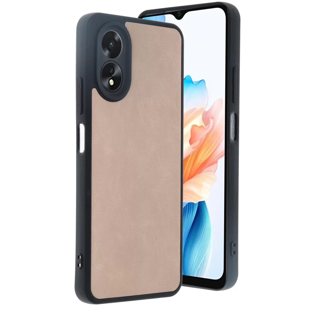 Newface Oppo A38 Kılıf Aras Deri Kapak - Pudra