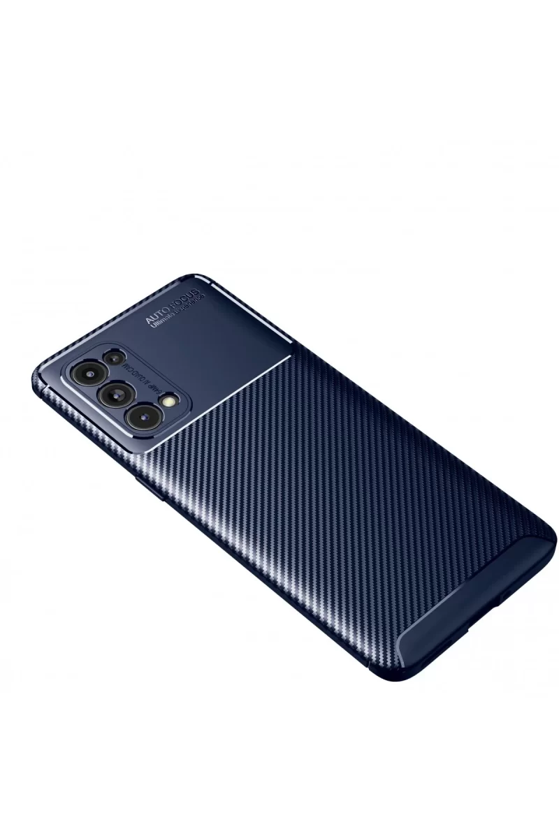 Newface Oppo Reno 5 Pro Kılıf Auto Focus Karbon Kapak - Lacivert