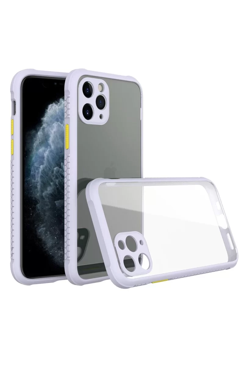 Newface Apple iPhone 11 Pro Max Kılıf Miami Şeffaf Silikon - Lila