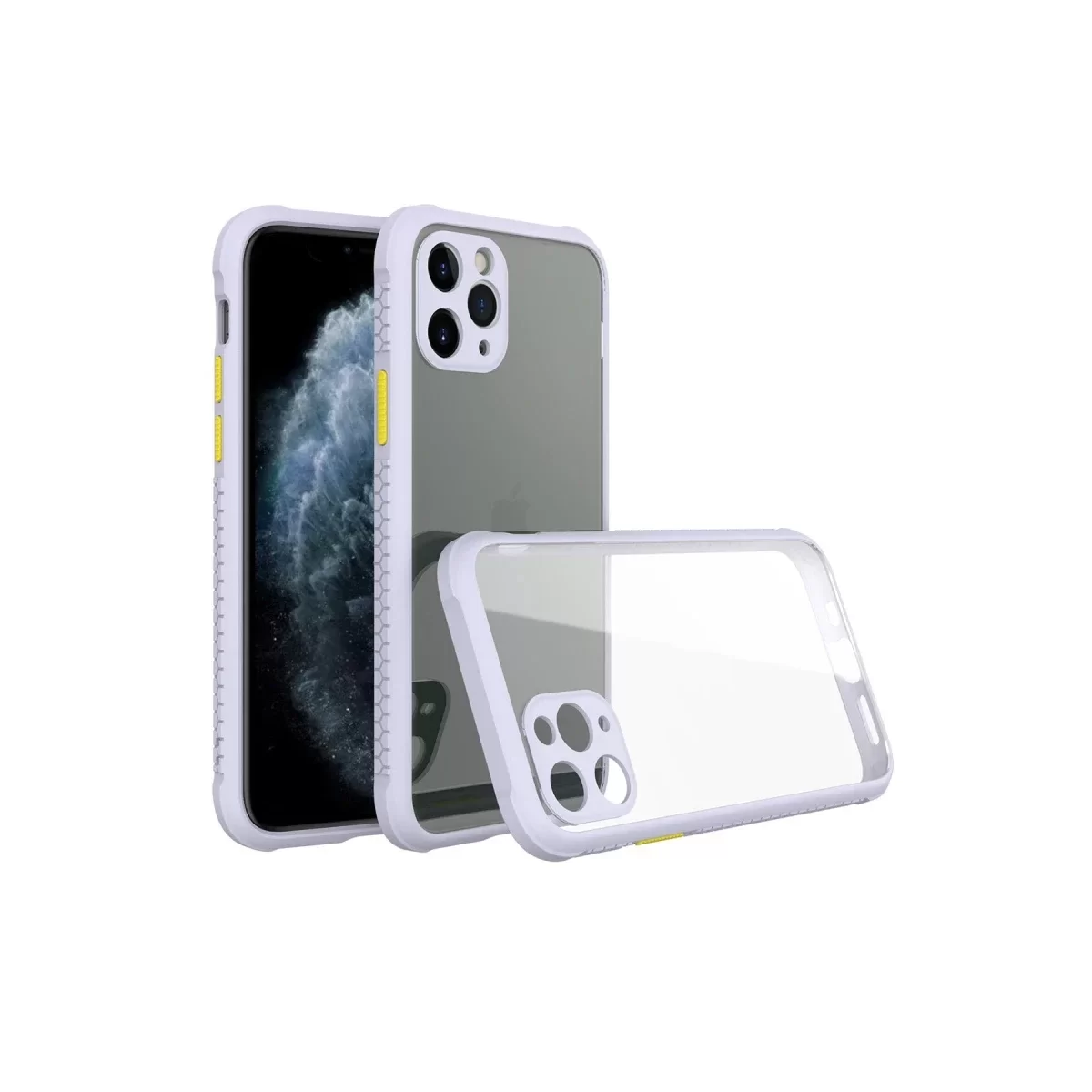 Newface Apple iPhone 11 Pro Max Kılıf Miami Şeffaf Silikon - Lila