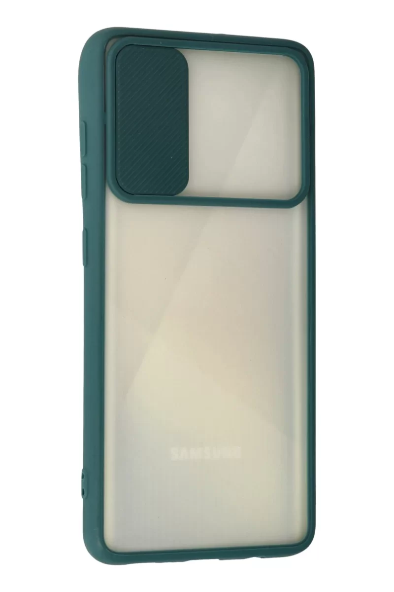 Newface Samsung Galaxy A71 Kılıf Palm Buzlu Kamera Sürgülü Silikon - Yeşil