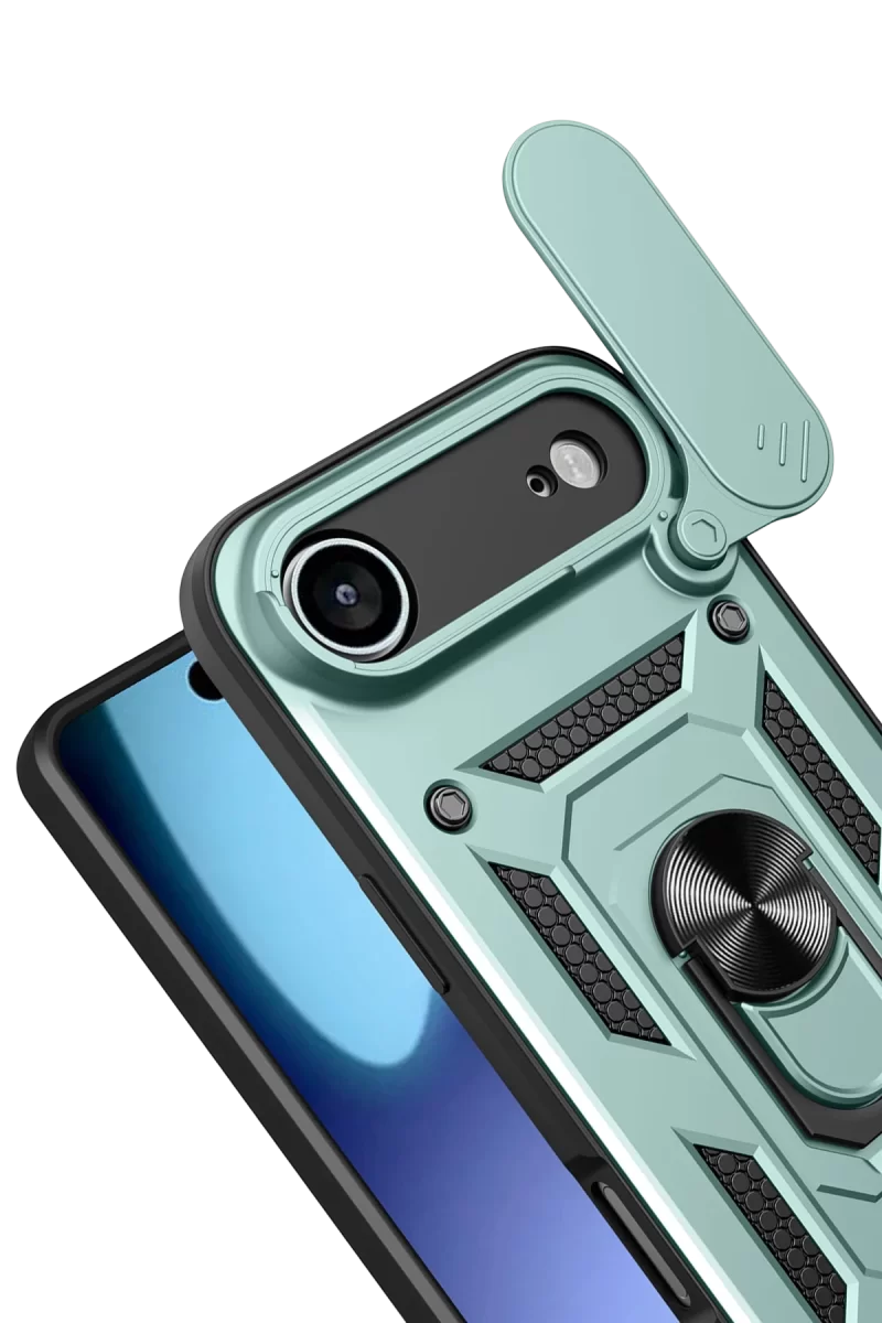 Newface Apple iPhone 17 Air Pars Lens Yüzüklü Silikon - Yeşil