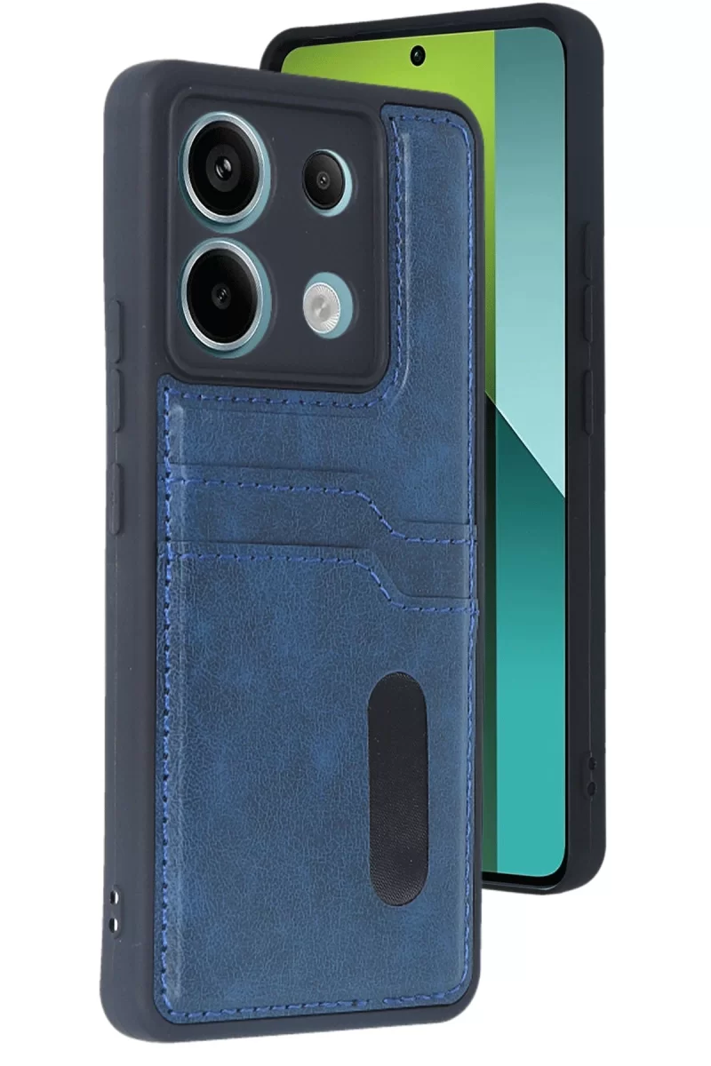 Newface Xiaomi Redmi Note 13 Pro 5G Kılıf Sara Kartvizitli Deri Kılıf - Lacivert