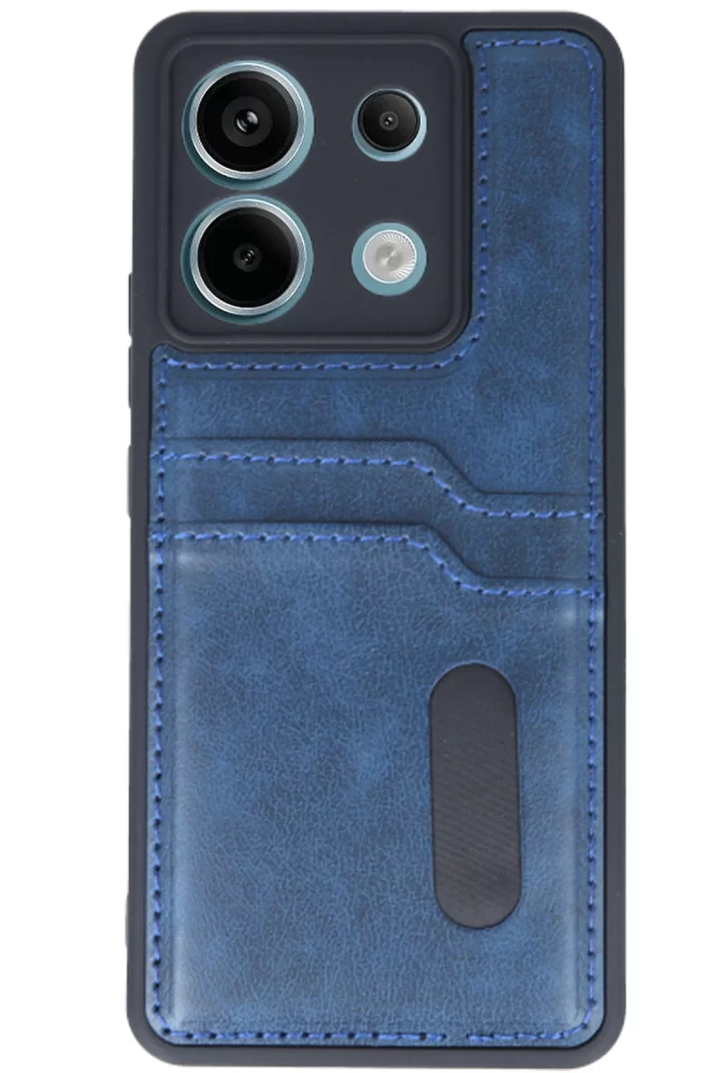 Newface Xiaomi Redmi Note 13 Pro 5G Kılıf Sara Kartvizitli Deri Kılıf - Lacivert