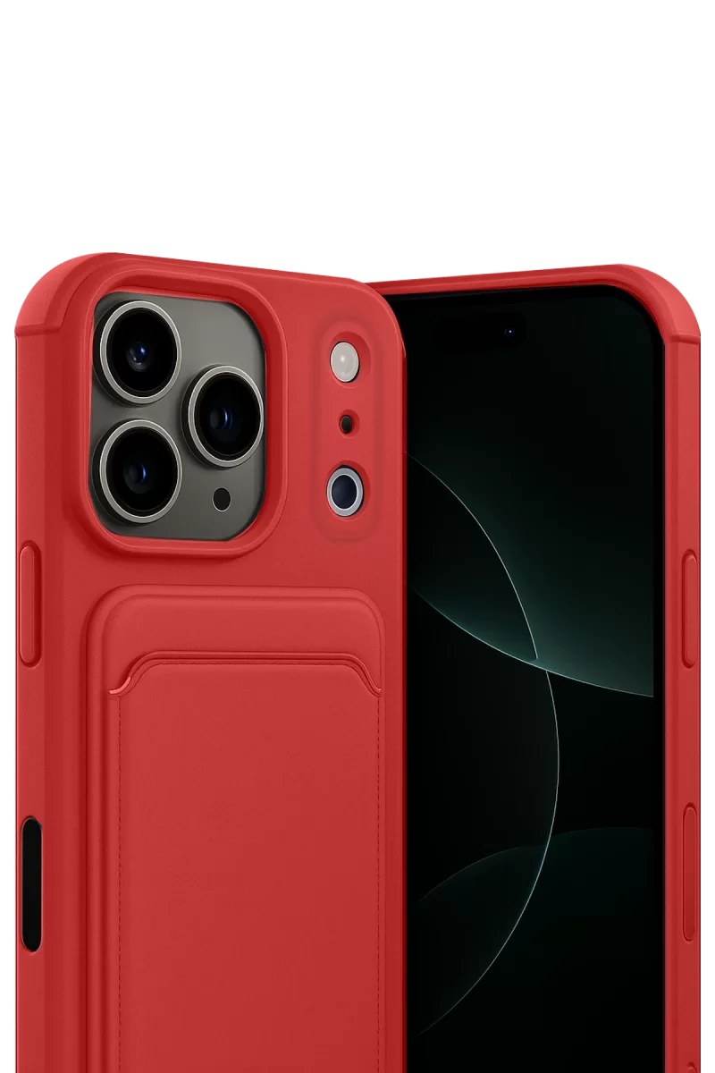 Newface Apple iPhone 17 Pro Kelvin Kartvizitli Silikon - Kırmızı