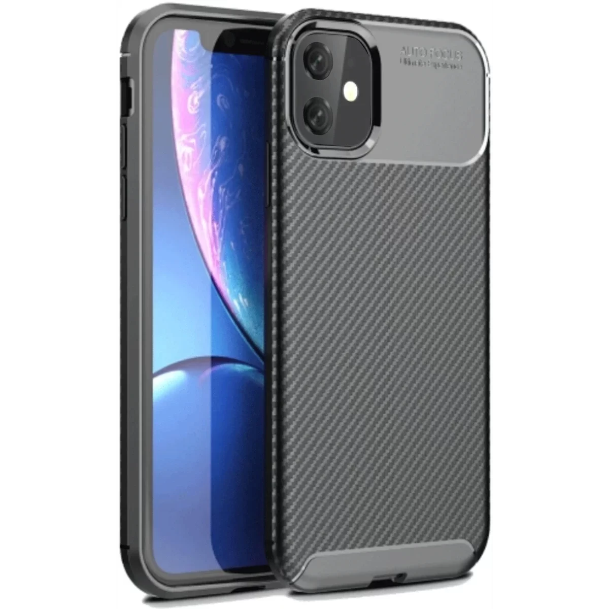 Newface Apple iPhone 11 Kılıf Auto Focus Karbon Kapak - Siyah