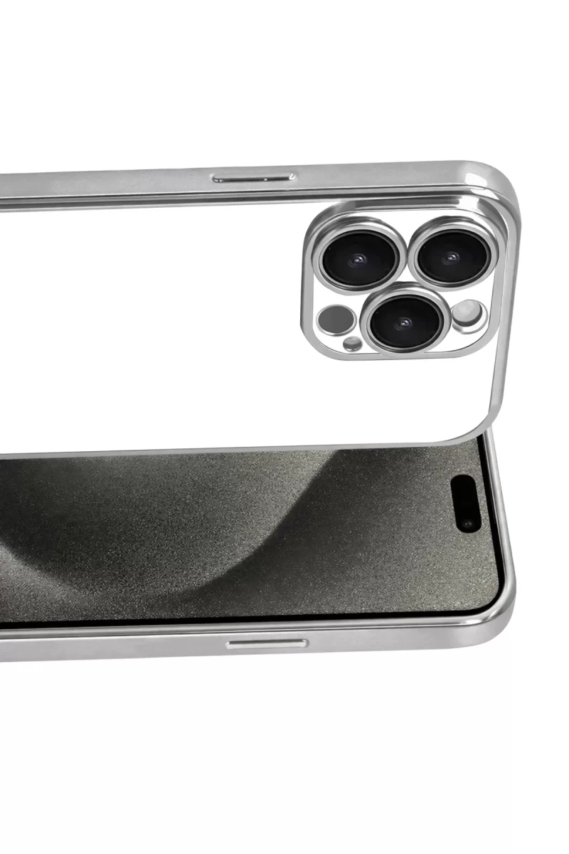 Newface Apple iPhone 15 Pro Max Razer Lensli Silikon - Gümüş