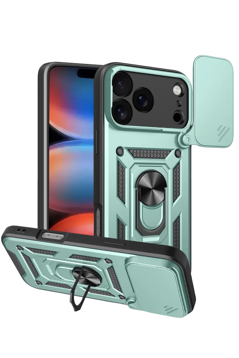 Newface Apple iPhone 17 Pro Pars Lens Yüzüklü Silikon - Yeşil