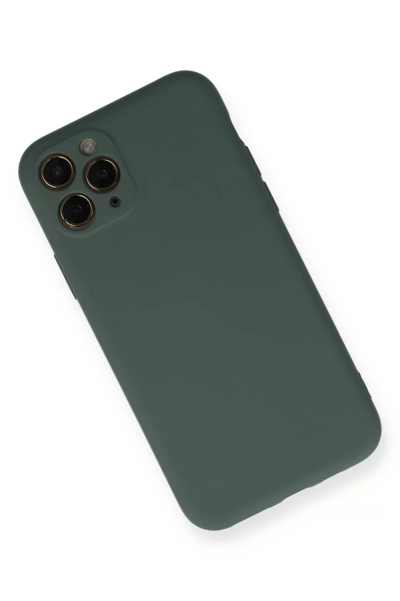 Newface Apple iPhone 11 Pro Kılıf Nano içi Kadife Silikon - Koyu Yeşil