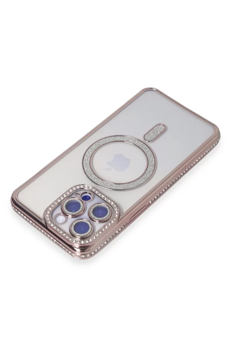 Newface Apple iPhone 15 Pro Kılıf Joke Simli Magneticsafe Kılıf - Pembe