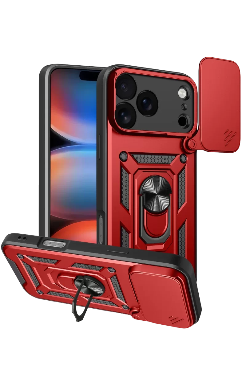 Newface Apple iPhone 17 Pro Pars Lens Yüzüklü Silikon - Kırmızı