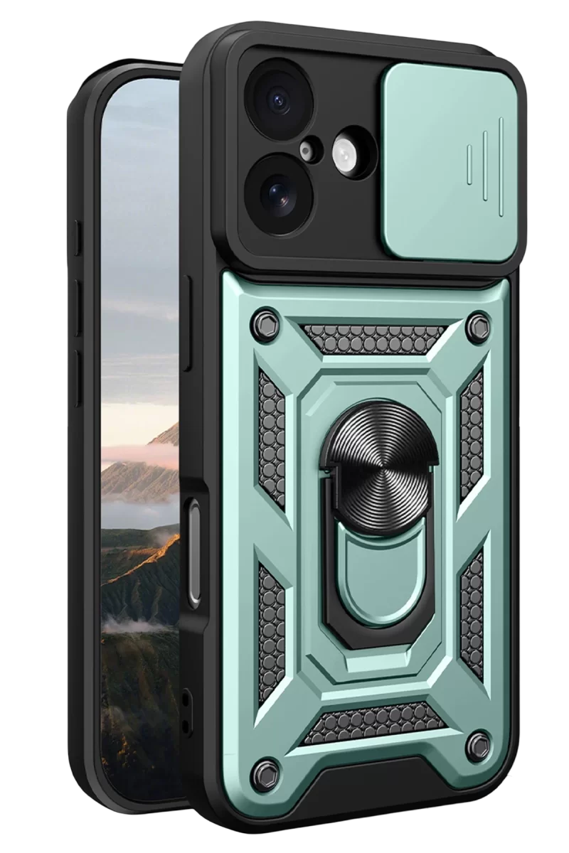 Newface Apple iPhone 17 Pars Lens Yüzüklü Silikon - Yeşil