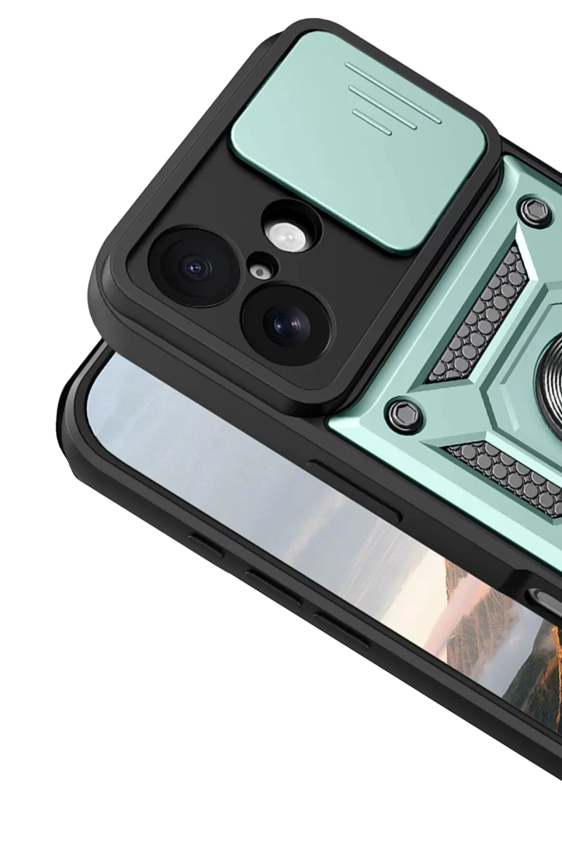 Newface Apple iPhone 17 Pars Lens Yüzüklü Silikon - Yeşil