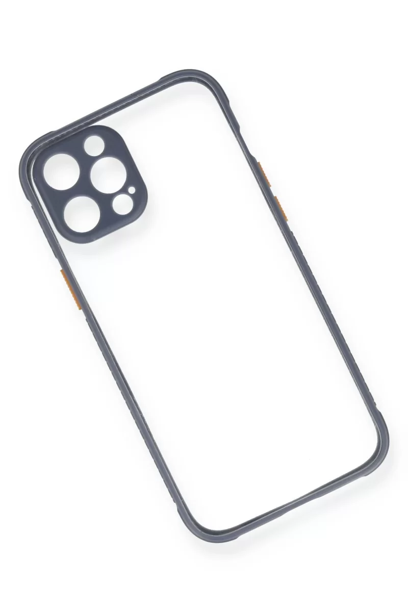 Newface Apple iPhone 12 Pro Kılıf Miami Şeffaf Silikon - Gri
