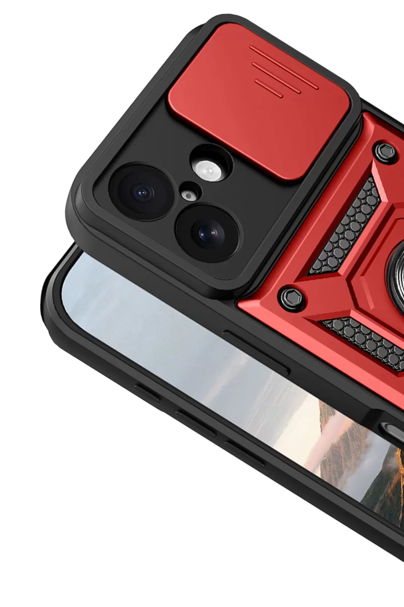 Newface Apple iPhone 17 Pars Lens Yüzüklü Silikon - Kırmızı