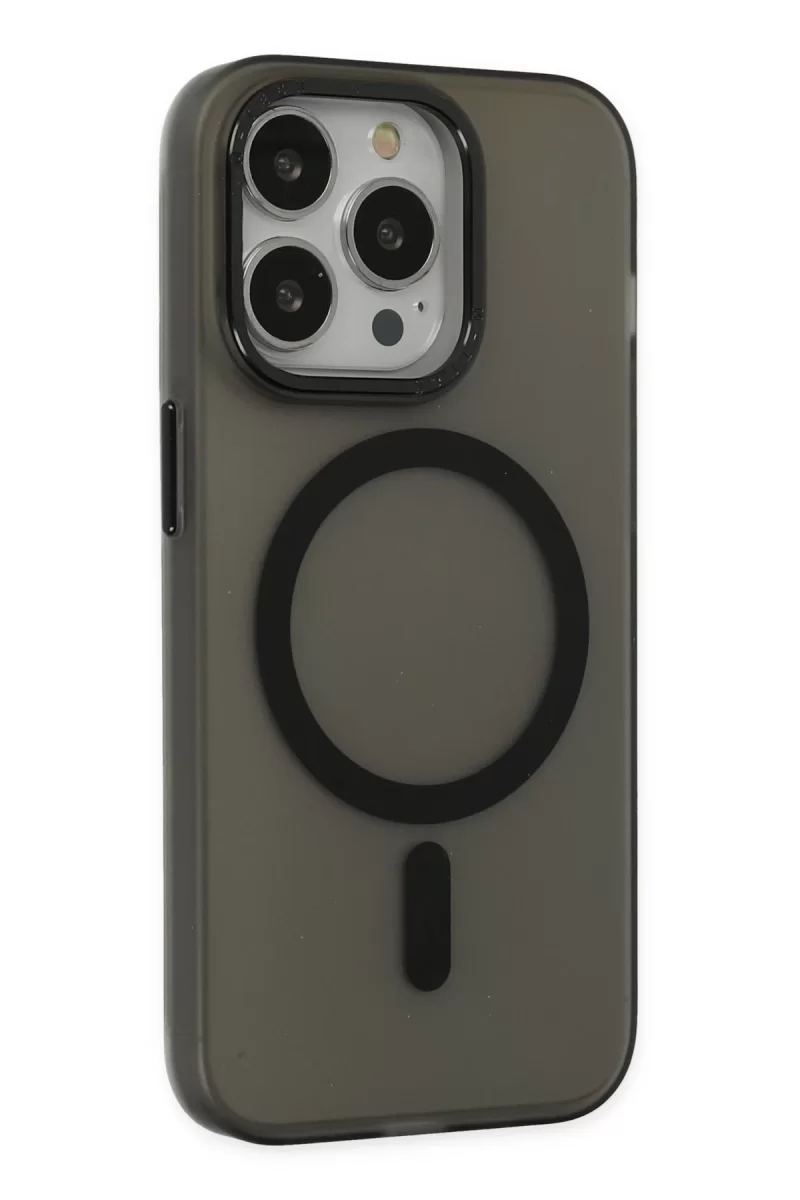 Newface Apple iPhone 15 Pro Max Kılıf Lodos Magneticsafe Mat Kapak - Siyah