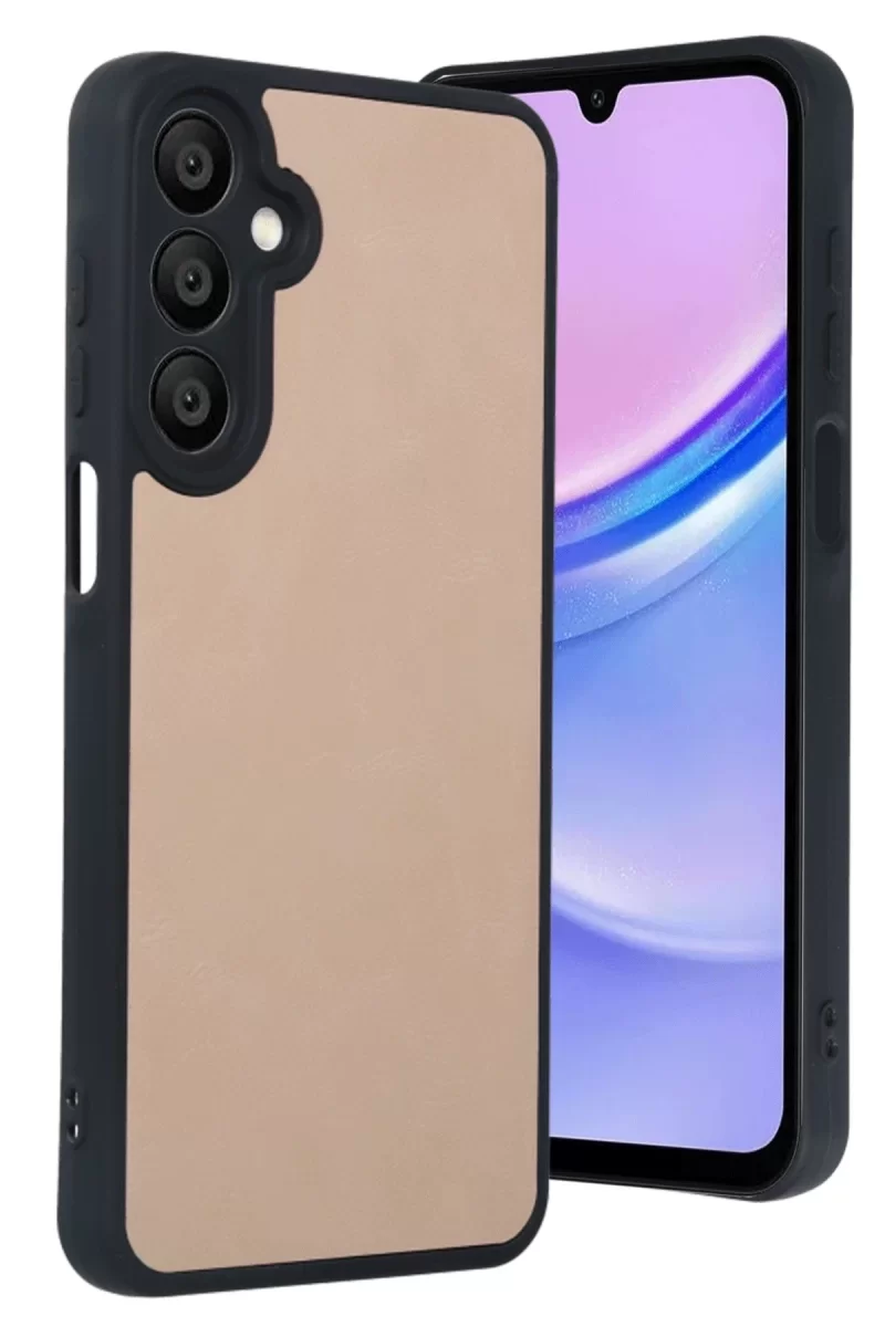 Newface Samsung Galaxy A55 5G Kılıf Aras Deri Kapak - Pudra
