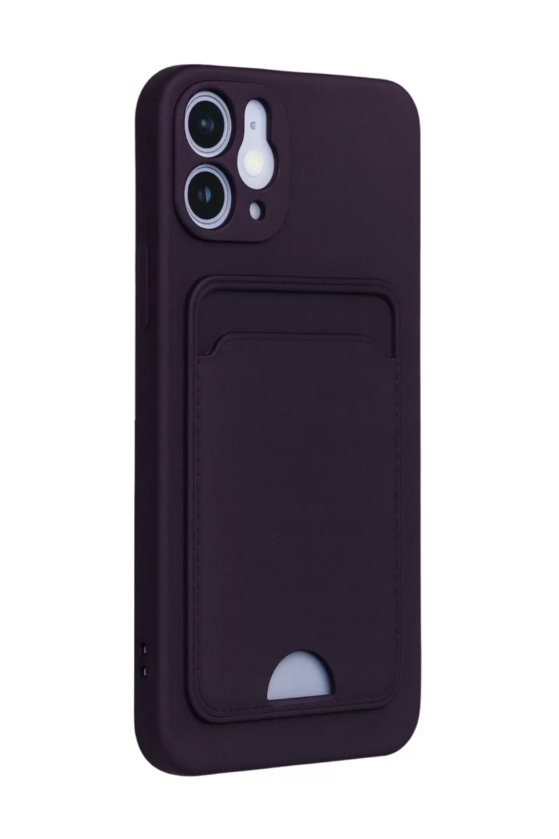 Newface Apple iPhone 12 Kılıf Kelvin Kartvizitli Silikon - Derin Mor