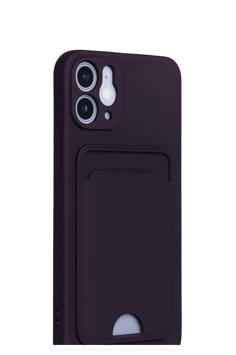 Newface Apple iPhone 12 Kılıf Kelvin Kartvizitli Silikon - Derin Mor