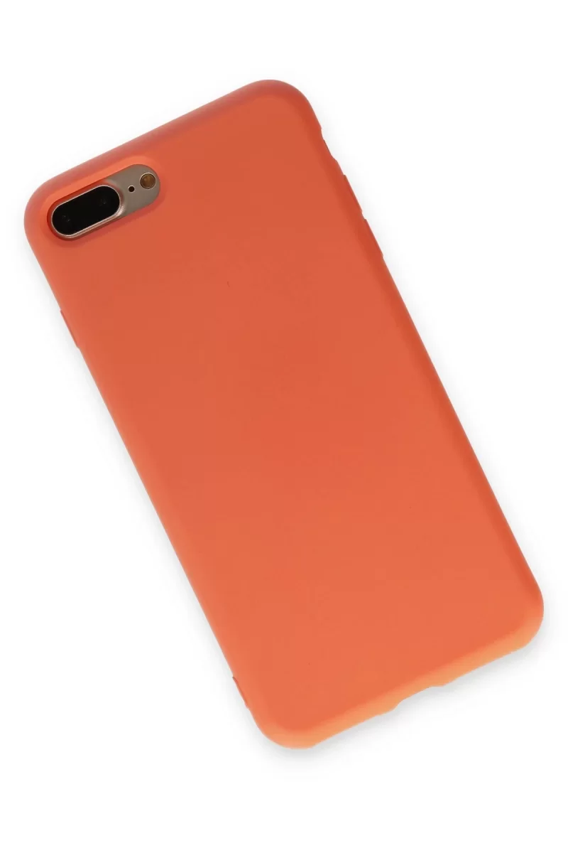 Newface Apple iPhone 7 Plus Kılıf Nano içi Kadife Silikon - Turuncu