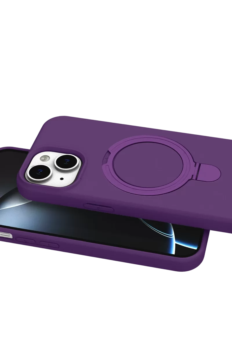 Newface Apple iPhone 15 Plus Regal Magsafe Standlı Kapak - Derin Mor