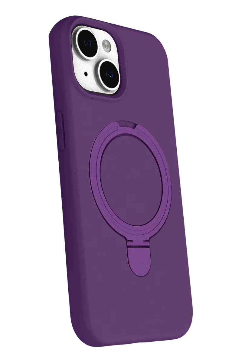 Newface Apple iPhone 15 Plus Regal Magsafe Standlı Kapak - Derin Mor