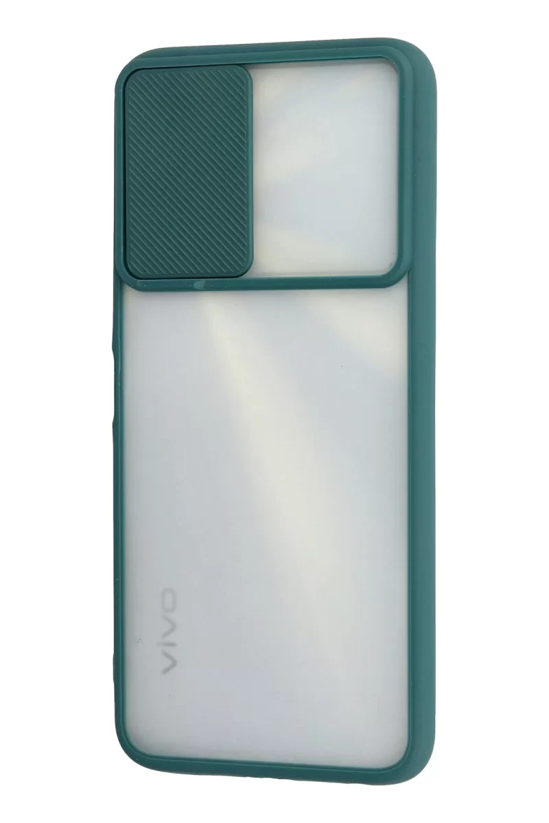 Newface Vivo Y11S Kılıf Palm Buzlu Kamera Sürgülü Silikon - Yeşil