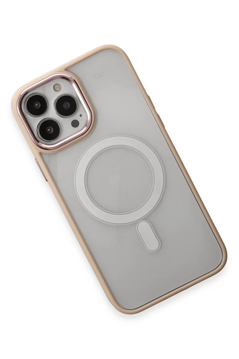 Newface Apple iPhone 15 Pro Kılıf Room Magneticsafe Silikon - Pudra