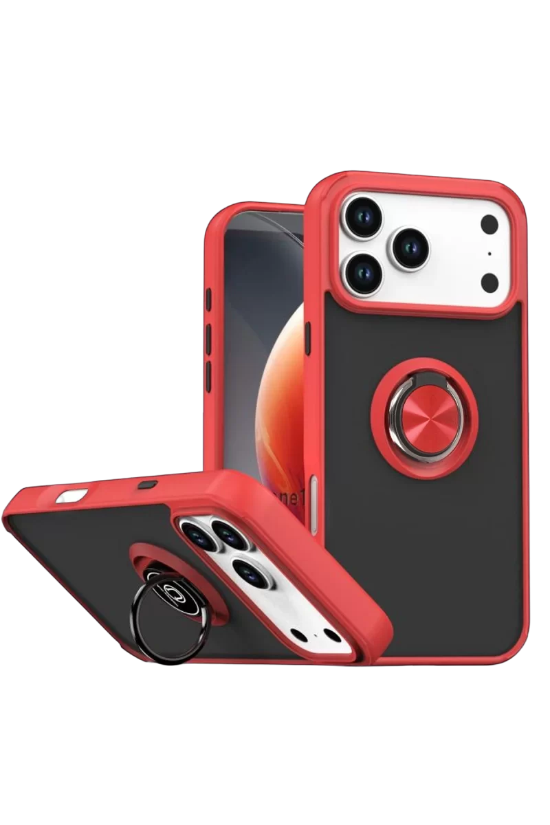 Newface Apple iPhone 17 Pro Montreal Yüzüklü Silikon Kapak - Kırmızı