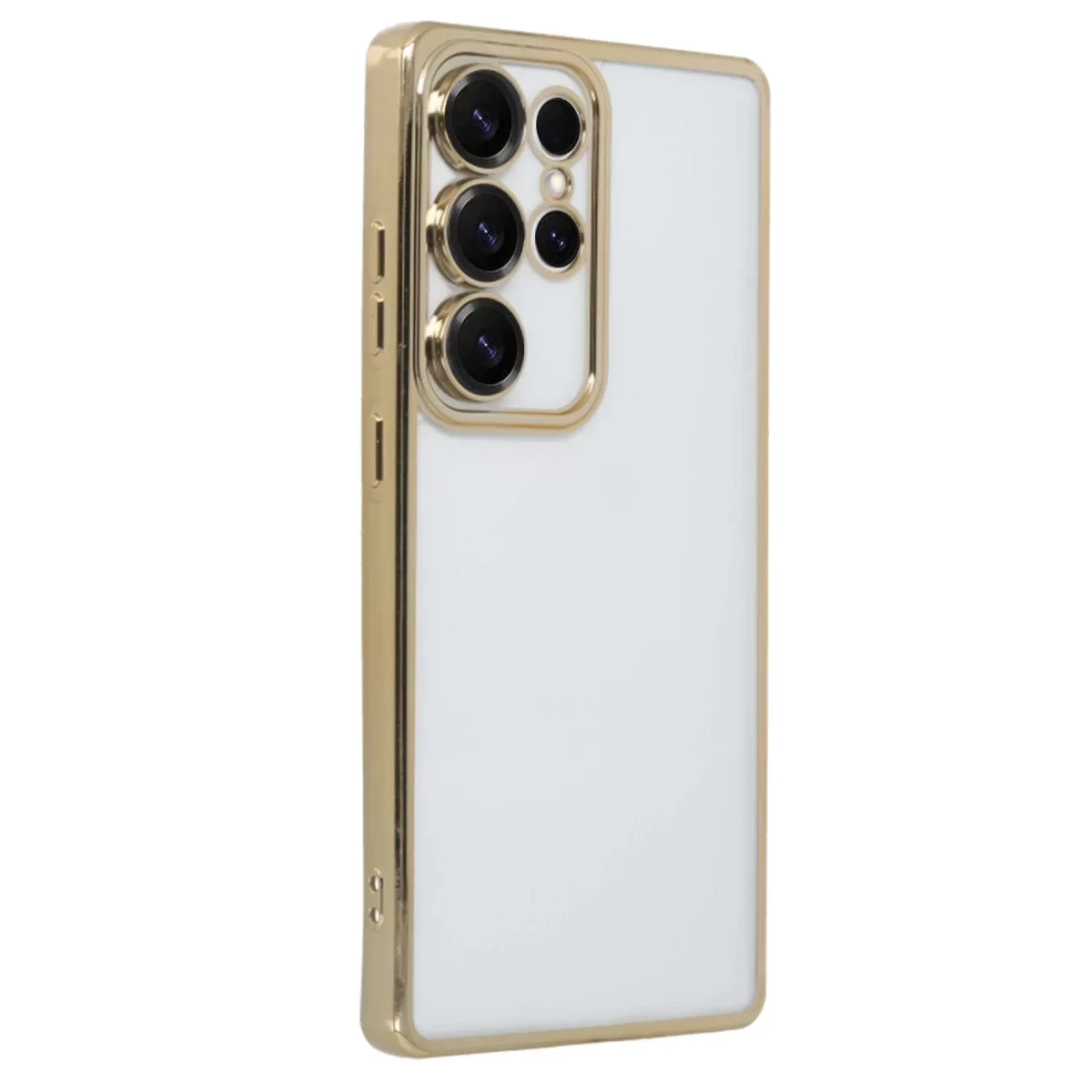 Newface Samsung Galaxy S25 Ultra Kılıf Razer Lensli Silikon - Gold
