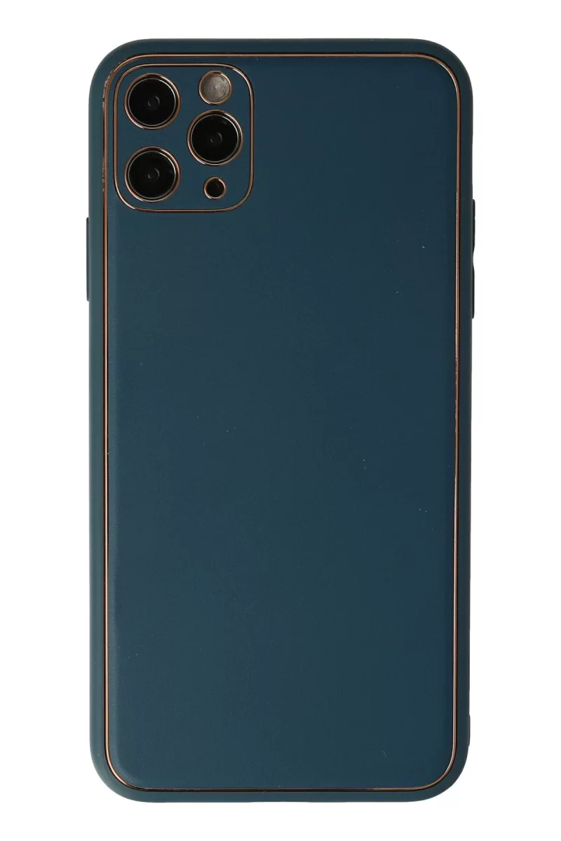 Newface Apple iPhone 11 Pro Kılıf Coco Deri Silikon Kapak - Mavi