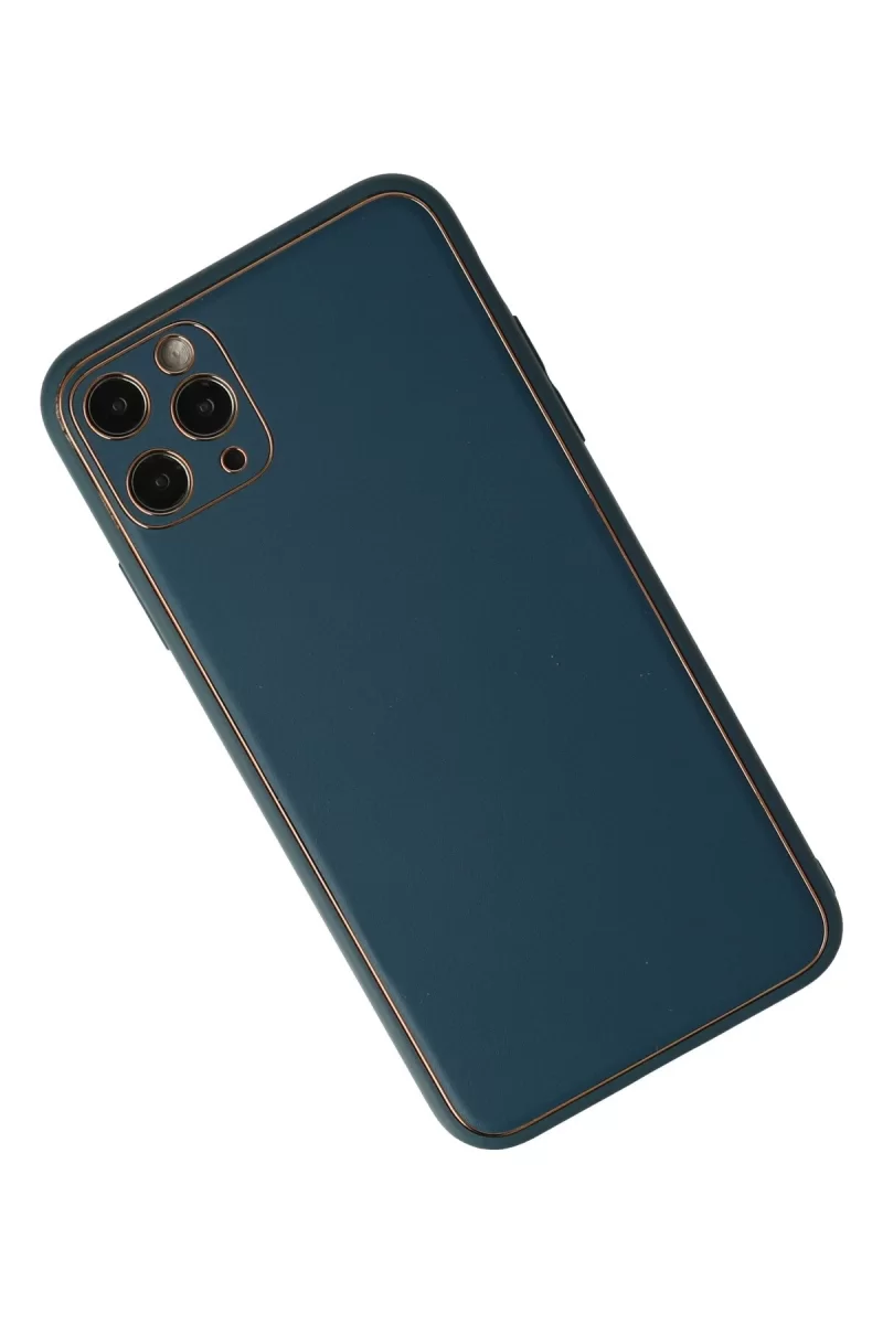 Newface Apple iPhone 11 Pro Kılıf Coco Deri Silikon Kapak - Mavi