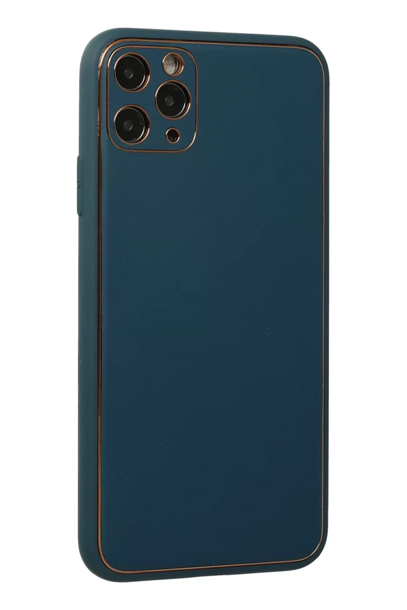 Newface Apple iPhone 11 Pro Kılıf Coco Deri Silikon Kapak - Mavi