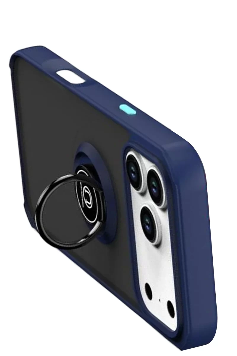 Newface Apple iPhone 17 Pro Montreal Yüzüklü Silikon Kapak - Lacivert