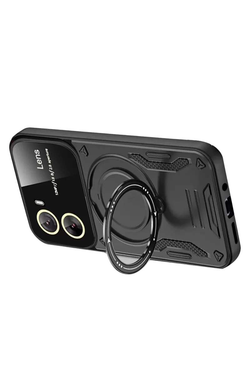Newface Vivo Y16 Kılıf Joy Lens Standlı Kapak - Siyah