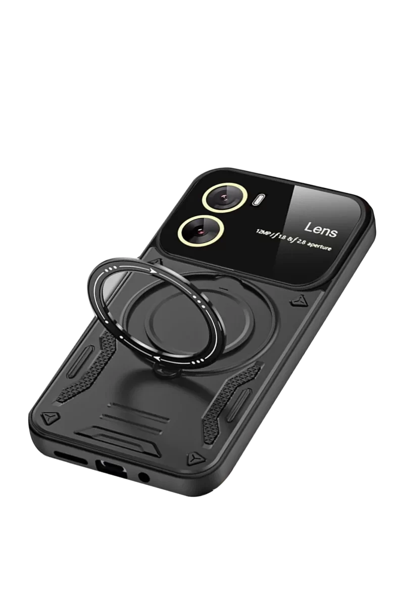 Newface Vivo Y16 Kılıf Joy Lens Standlı Kapak - Siyah