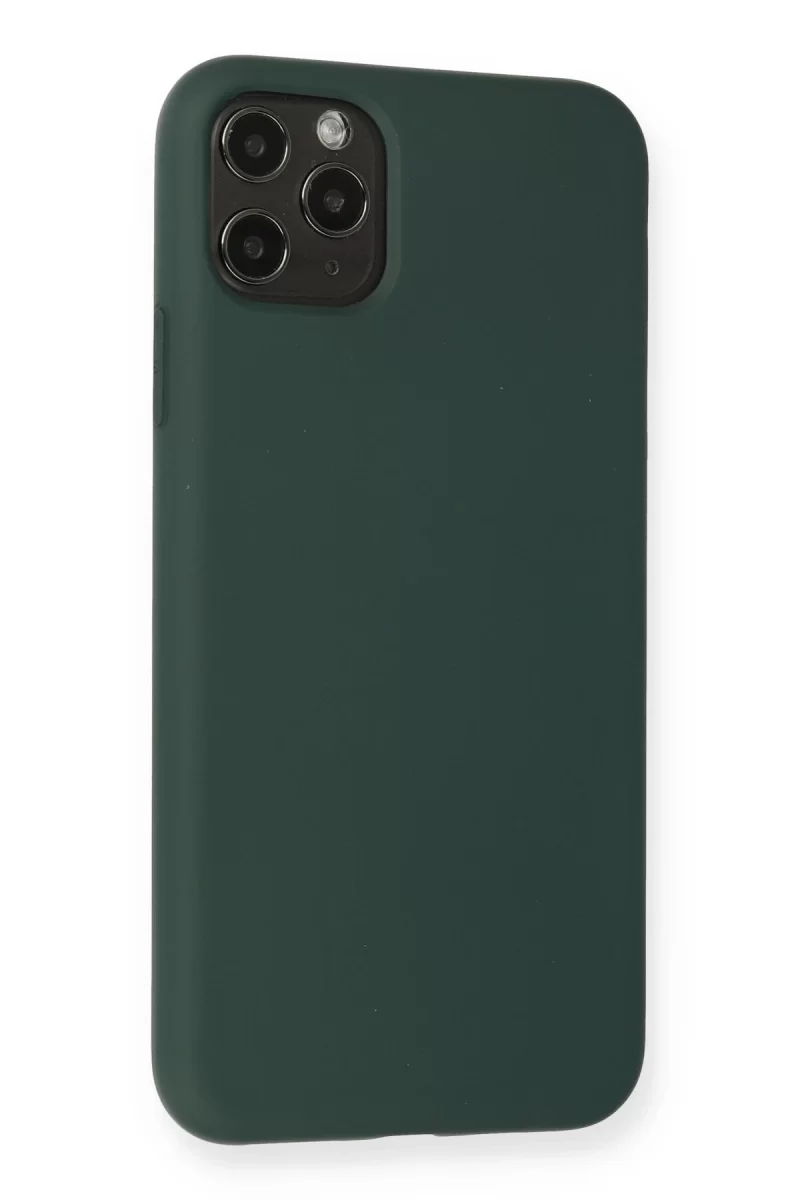 Newface Apple iPhone 11 Pro Max Kılıf Nano içi Kadife Silikon - Koyu Yeşil