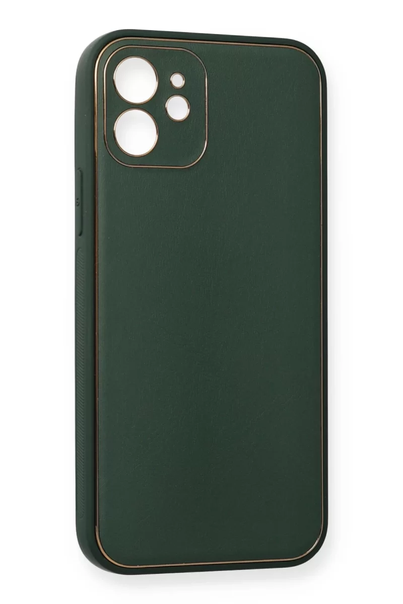 Newface Apple iPhone 12 Mini Kılıf Coco Deri Silikon Kapak - Yeşil