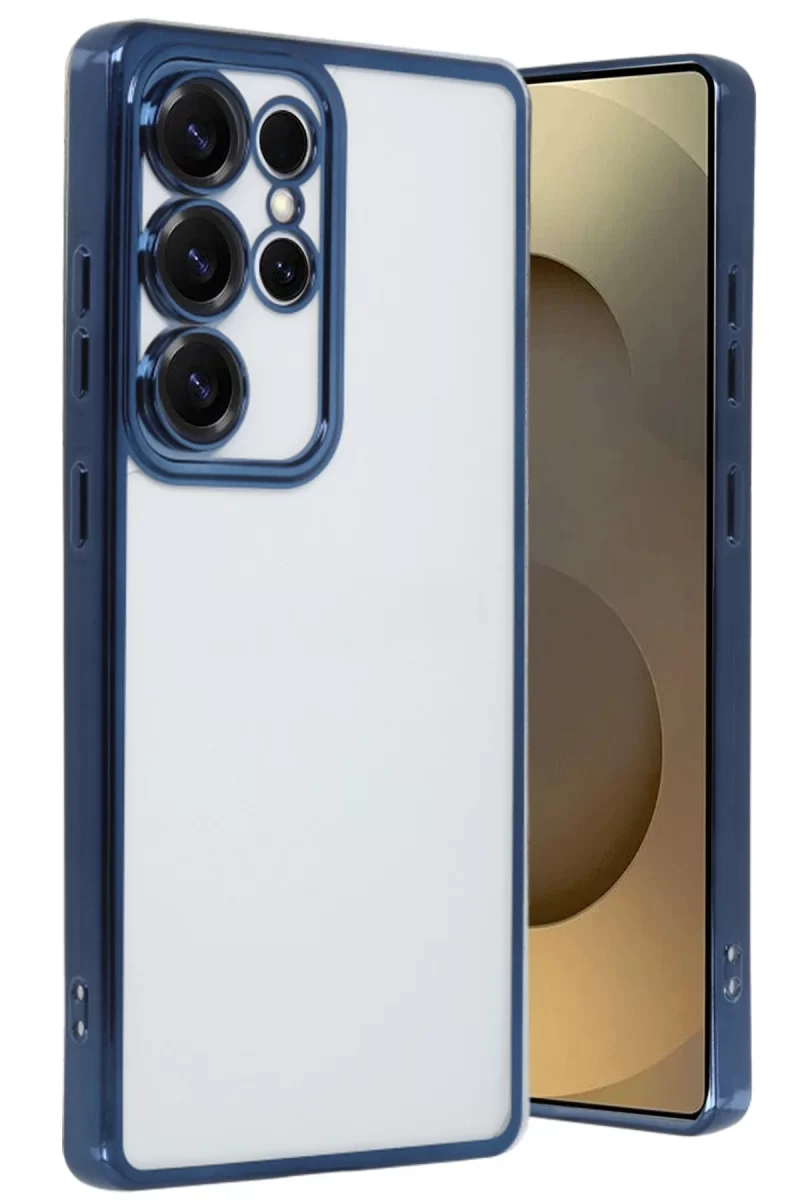 Newface Samsung Galaxy S25 Ultra Kılıf Razer Lensli Silikon - Lacivert