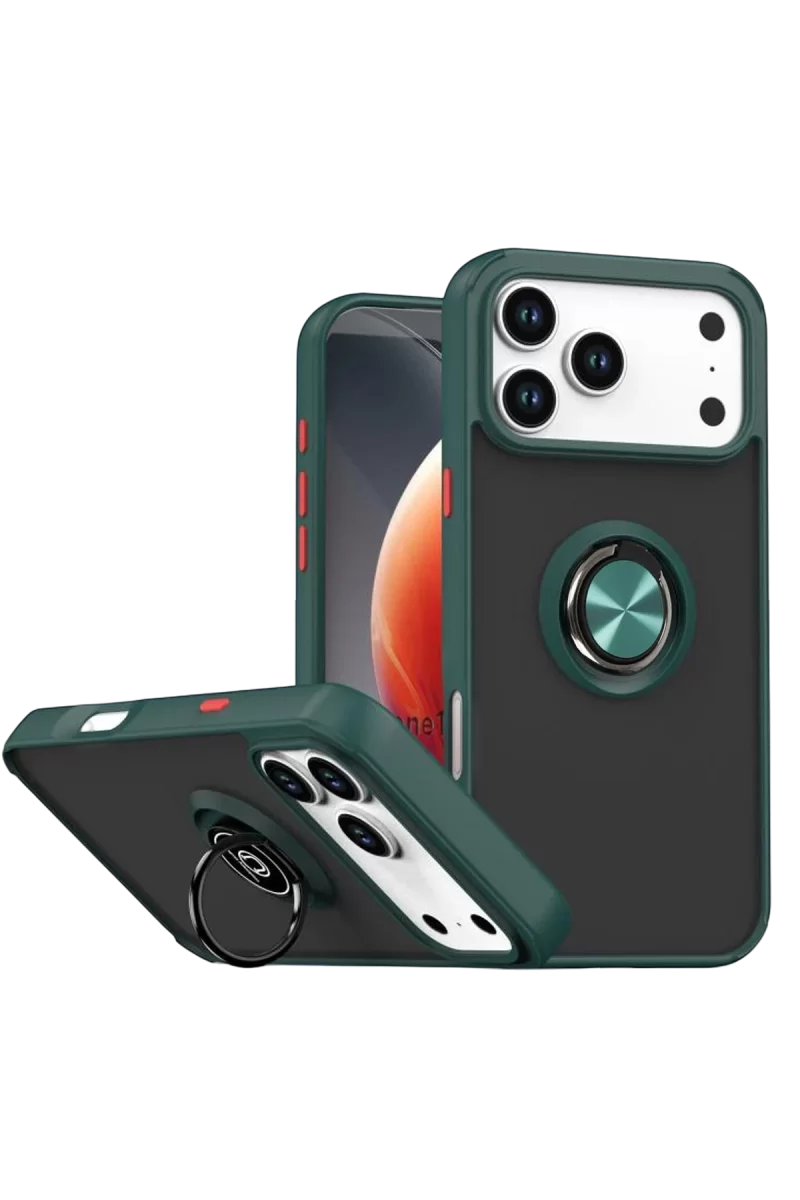 Newface Apple iPhone 17 Pro Montreal Yüzüklü Silikon Kapak - Yeşil